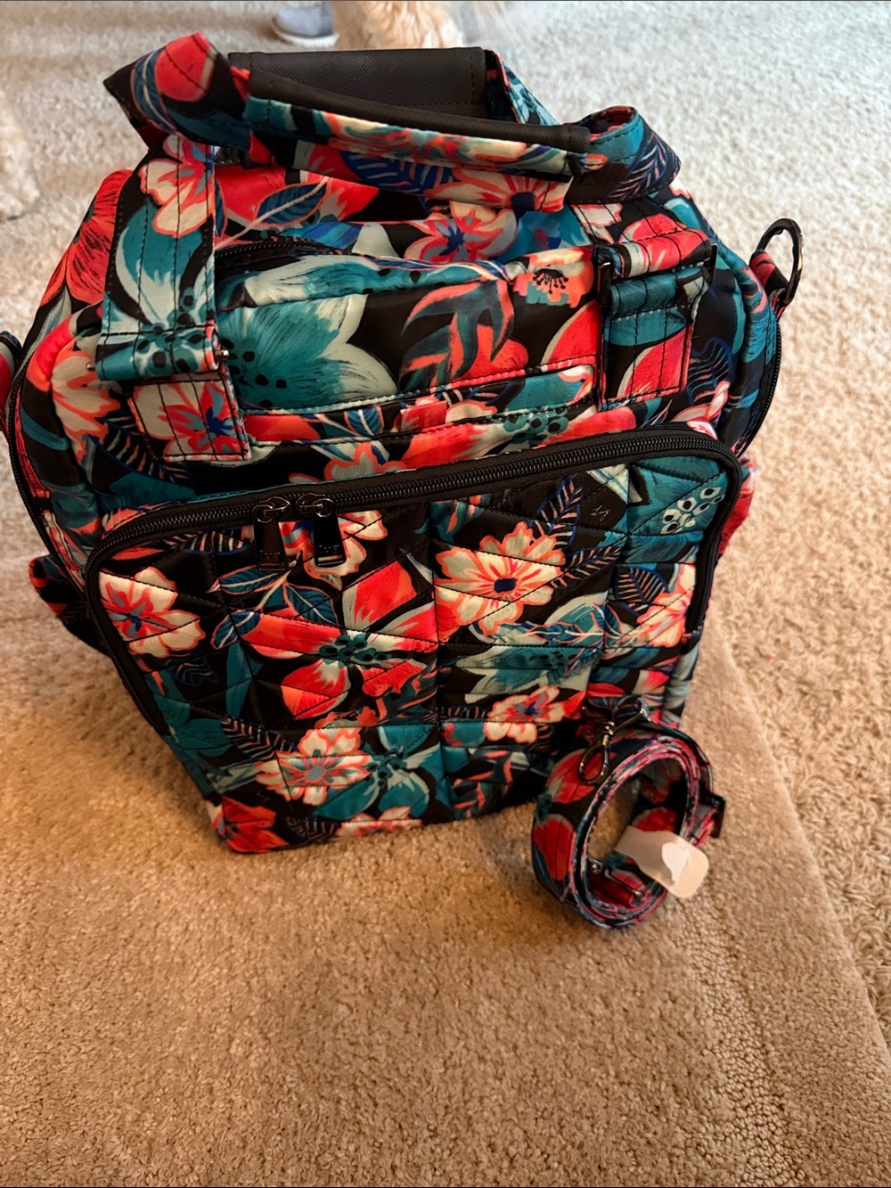 Floral Quilted Backpack Tote - Tropical print. Lug quilted carry-all. Ranger XL